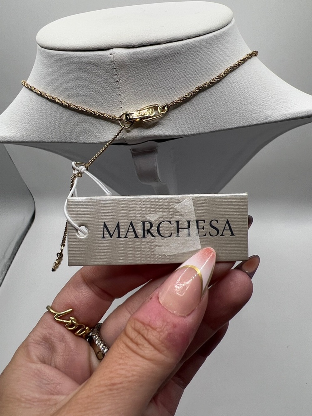 Marchesa Crystal & Imitation Pearl Lariat Necklace, 16" + 3" extender - Picture 7 of 8